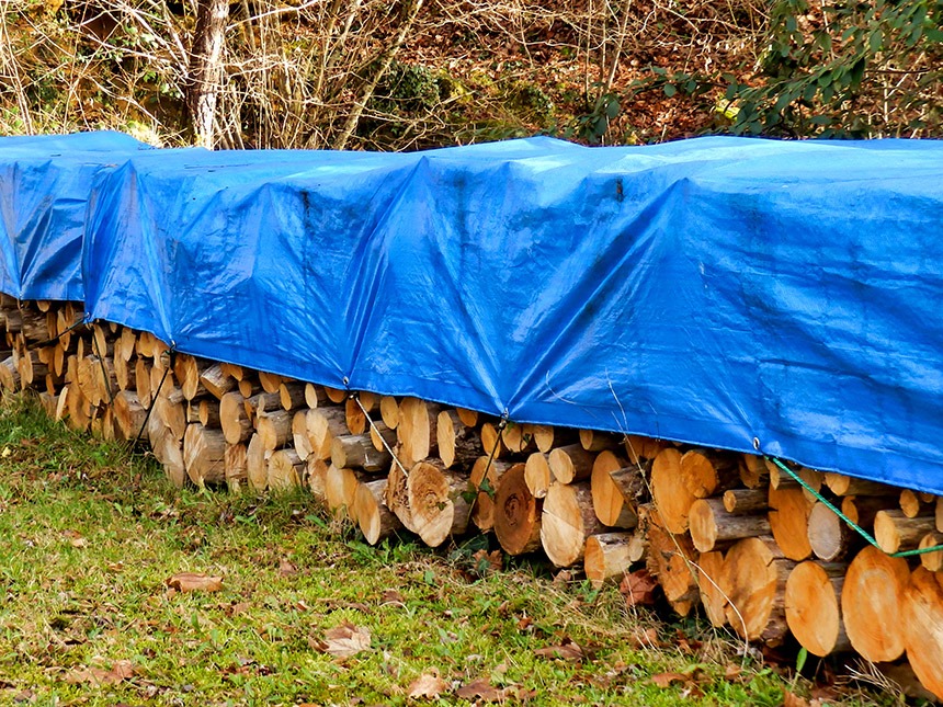 Firewood Covered by a Tarp